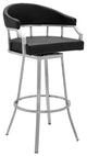Benzara BM282639 Vegan Faux Leather Bar Stool Chair, Swivel, Metal Legs, Black