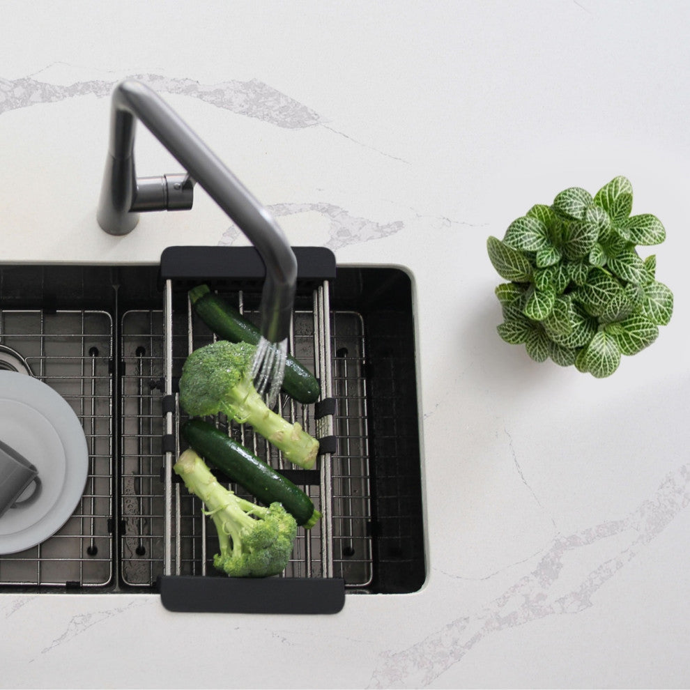 STYLISH Adjustable Over the Sink Stainless Steel Drainer Basket