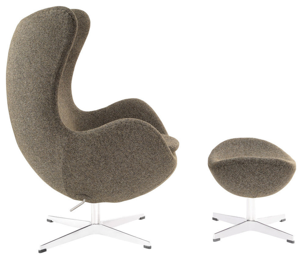 Modern Contemporary Living Room Lounge Chair and Ottoman Set Oatmeal