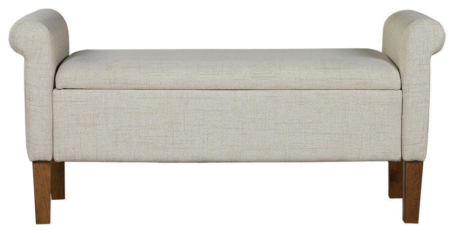 510 Design Aubrey Upholstered Storage Bench, Natural, Bench