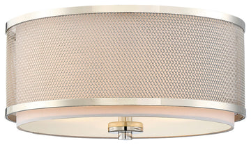 3-Light Flush Mount, Polished Nickel