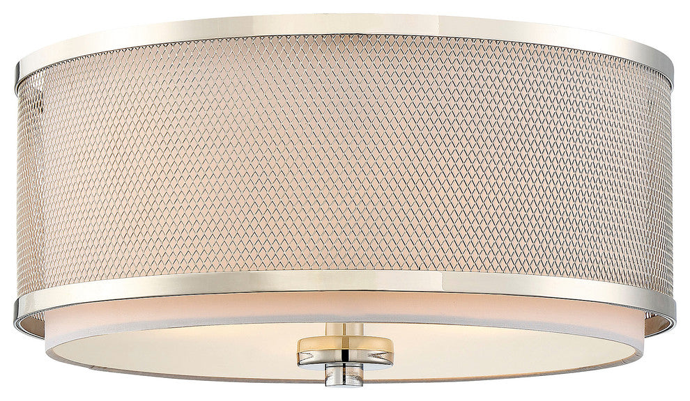 3-Light Flush Mount, Polished Nickel