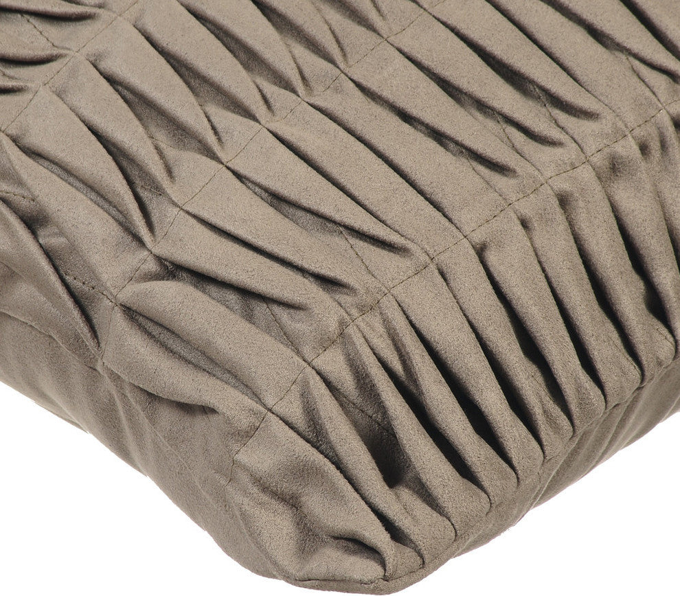 Gray Decorative Pillow Covers 14"x14" Suede Fabric, Stone Gray Wind Folds