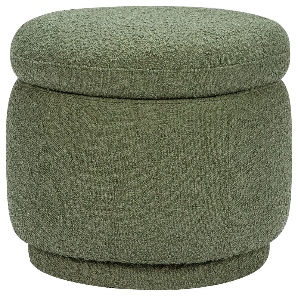 Enoki Storage Ottoman, Boucle, Olive Boucle