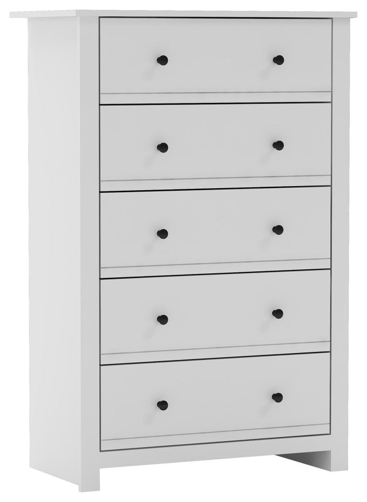 Genoa 5-Drawer Chest of Drawer 46.2"x17.1"x30.4", White