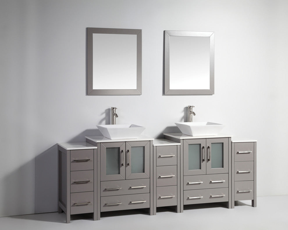 Vanity Art Bathroom Vanity Set With Sink, Gray, 84", Standard Mirror