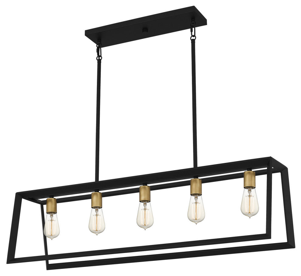 Quoizel TIL538MBK 5-Light Linear Chandelier, Tilly