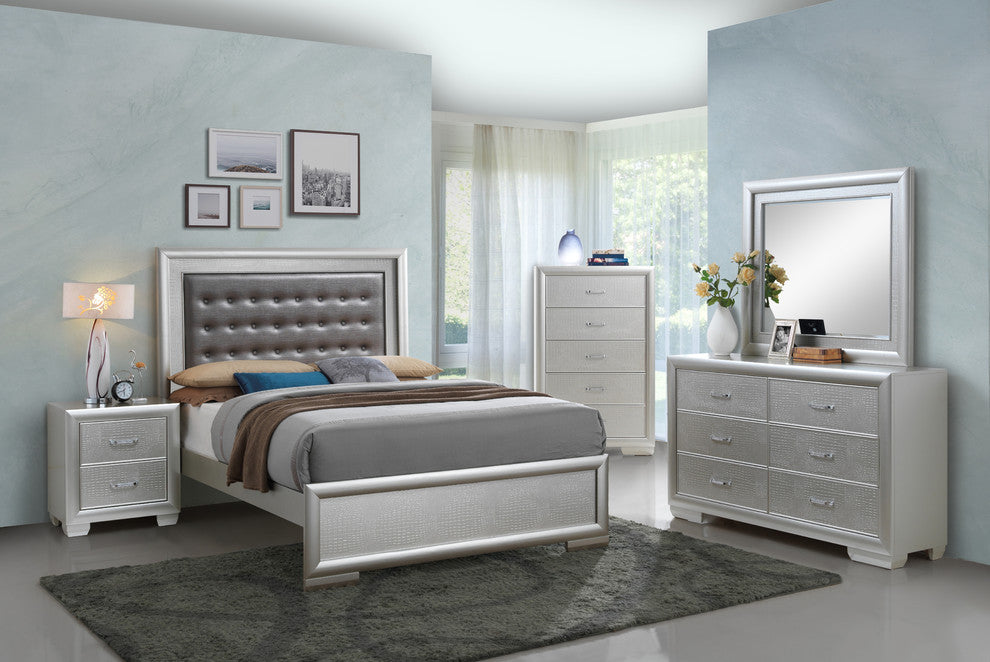 Vella Bed, Silver Champagne, Queen