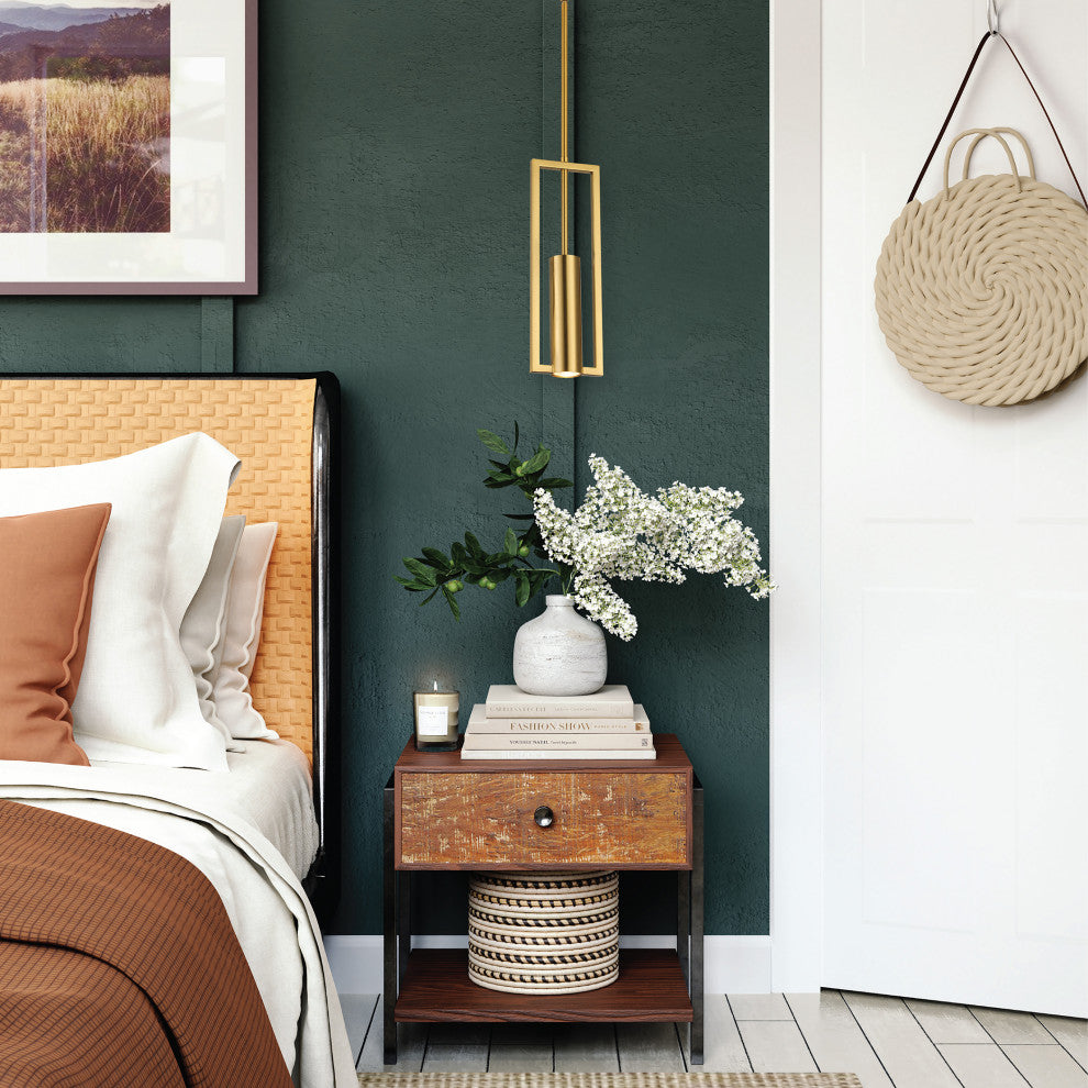Pauline Modern 1 Light Aged Brass Metal Pendant