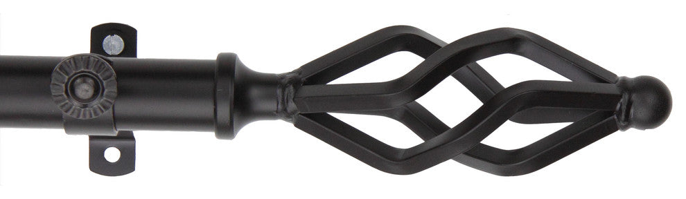 Vinci 13/16" Corner Window Curtain Rod, Black, 120-170"