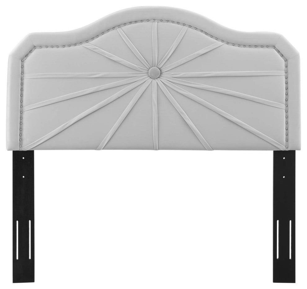 Headboard, King Size, Velvet, Light Gray, Modern Contemporary, Bedroom
