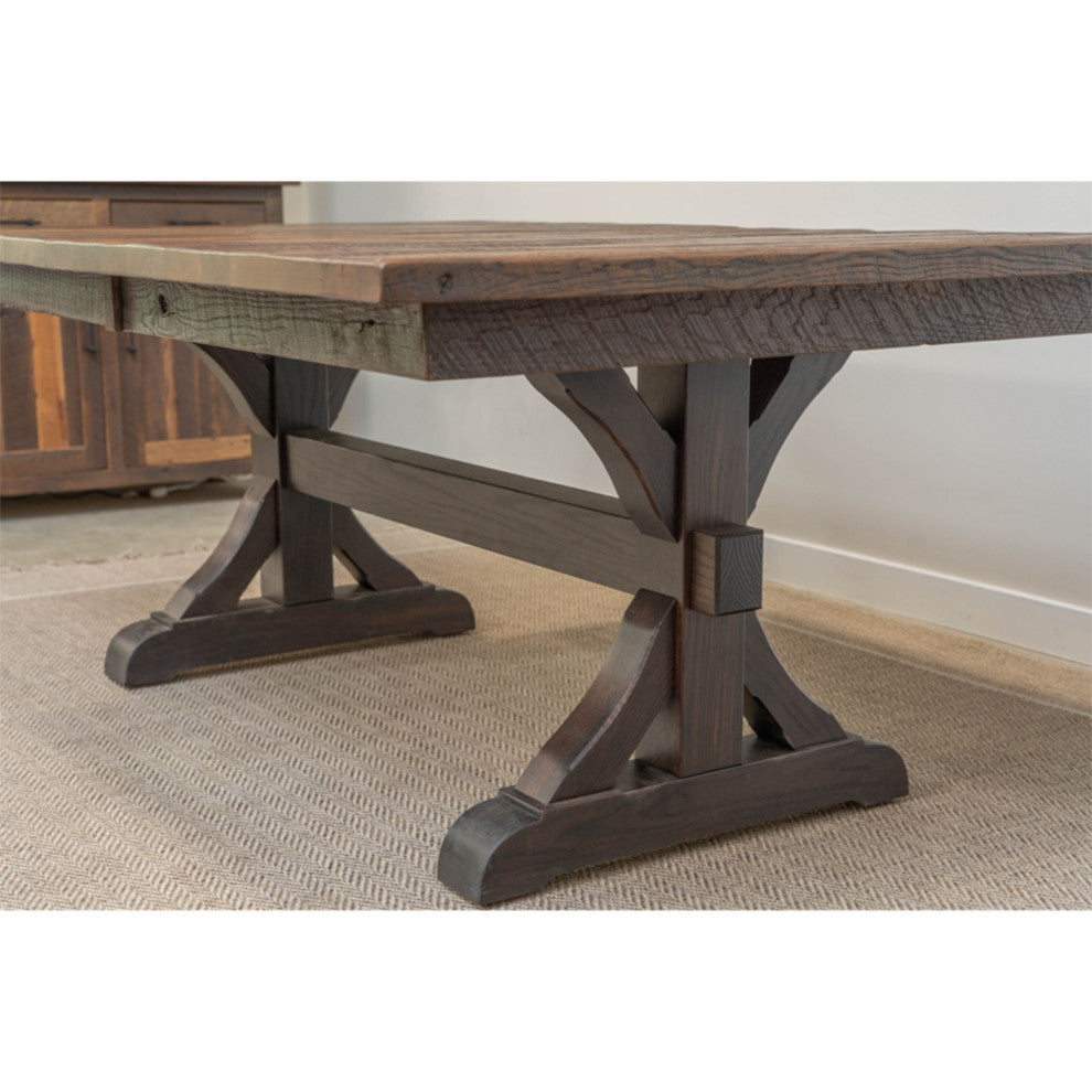 Pathway Reclaimed Barnwood Extendable Dining Table, Natural, 48x60, 2 Leaves