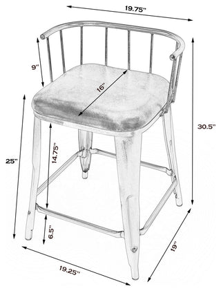 Butler Coriander Iron and Leather Counter Stool