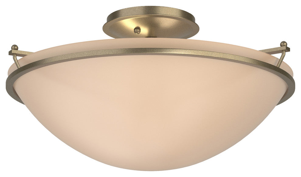 Plain Large Semi-Flush, Soft Gold Finish, Sand Glass