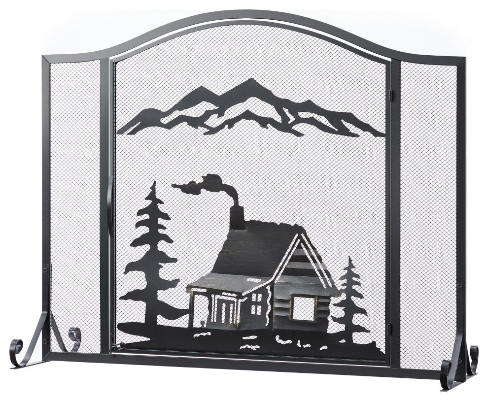 Single Panel Iron Fireplace Screen