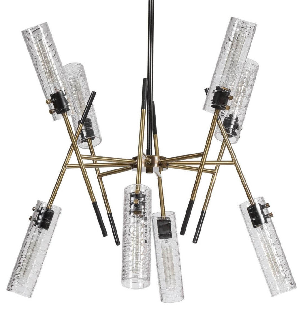 Uttermost Telesto 8 Light 32" Linear Light, Textured Black- Antique Brass