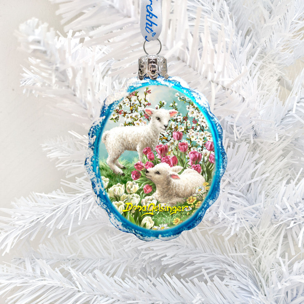 Easter Lambs Mercury Glass Ornament