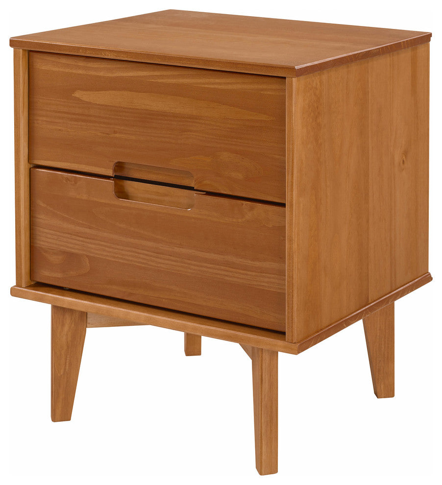 Mid Century Modern Wood Nightstand, Caramel