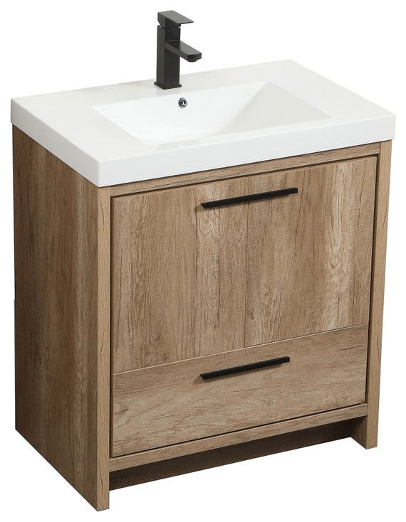 Walker Natural Oak-Light Bathroom Vanity, Natural Oak, 30"