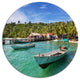 Fishing Boats In Kep Cambodia, Seashore Large Disc Metal Wall Art, 11"