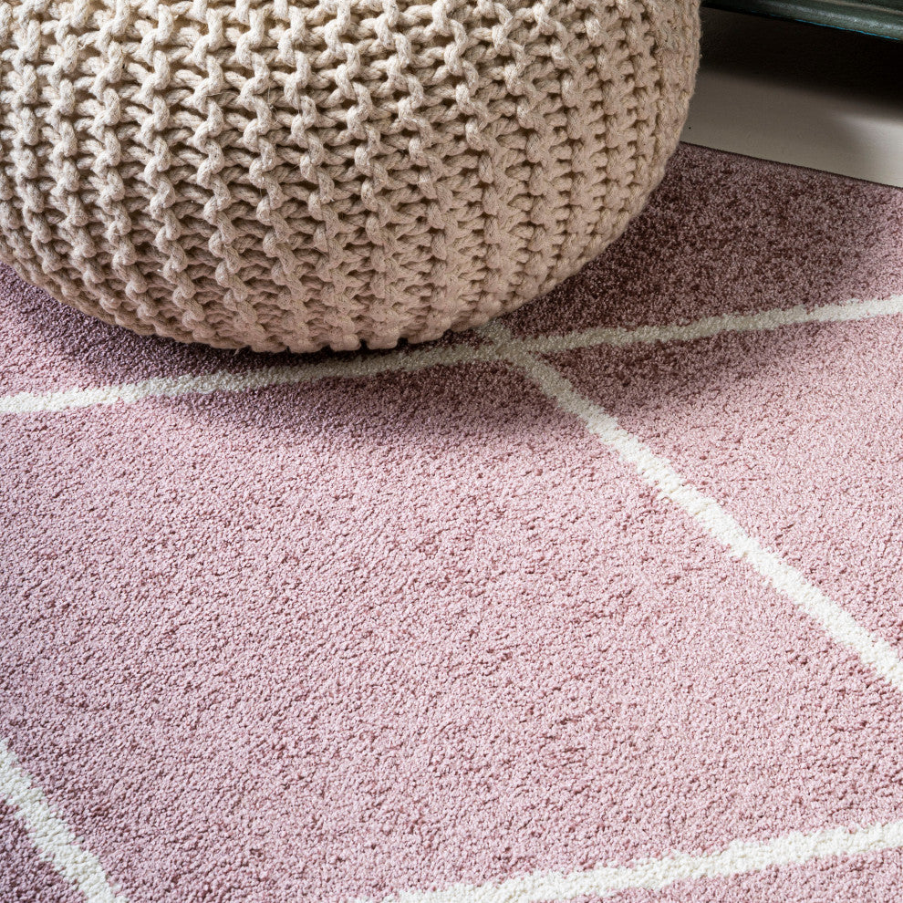 Cole Minimalist Diamond Trellis Rose/White 2'x8' Runner Rug