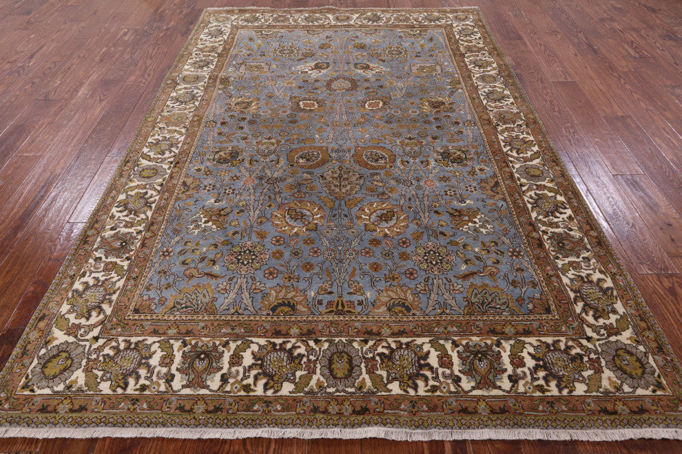 5' 11" X 8' 9" Hand-Knotted Persian Tabriz Wool Rug Q6157