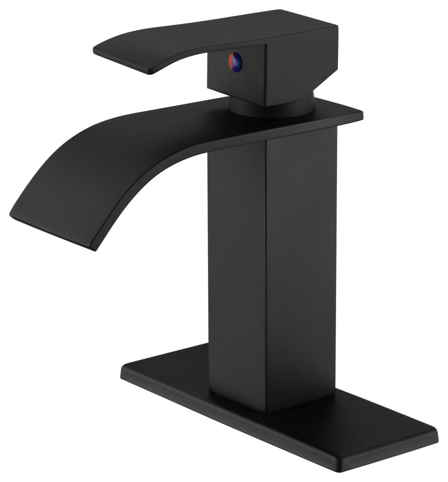 TATEUS Waterfall Spout Bathroom Faucet, Bathroom Vanity Sink Faucet