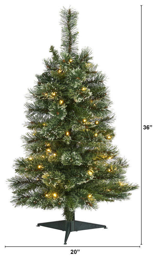 3' Wisconsin Slim Snow Tip Pine Faux Christmas Tree With 50 Clear LED
