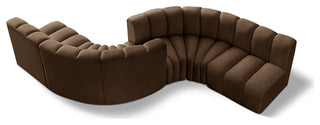 Arc Velvet Upholstered 6-Pc. Facing Modular Sectional, Brown
