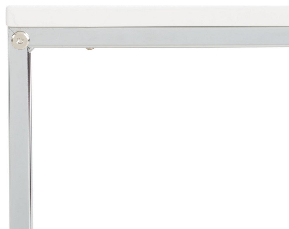 Safavieh Eugenia Side Table, White/Chrome