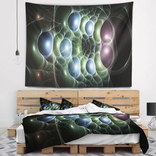 Light Blue 3D Surreal Circles Abstract Wall Tapestry, 92"x78"