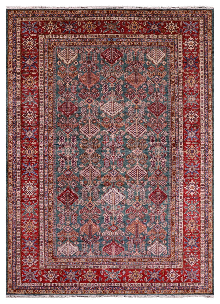 9' 1" X 12' 6" Super Kazak Hand-Knotted Wool Rug Q9507