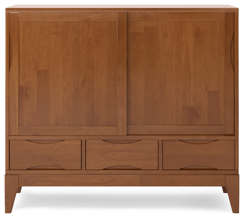 Harper Solid Hardwood Medium Storage Cabinet, Teak Brown