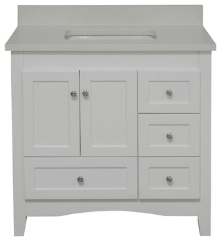 Abbey 36" Bathroom Vanity, White, Quartz