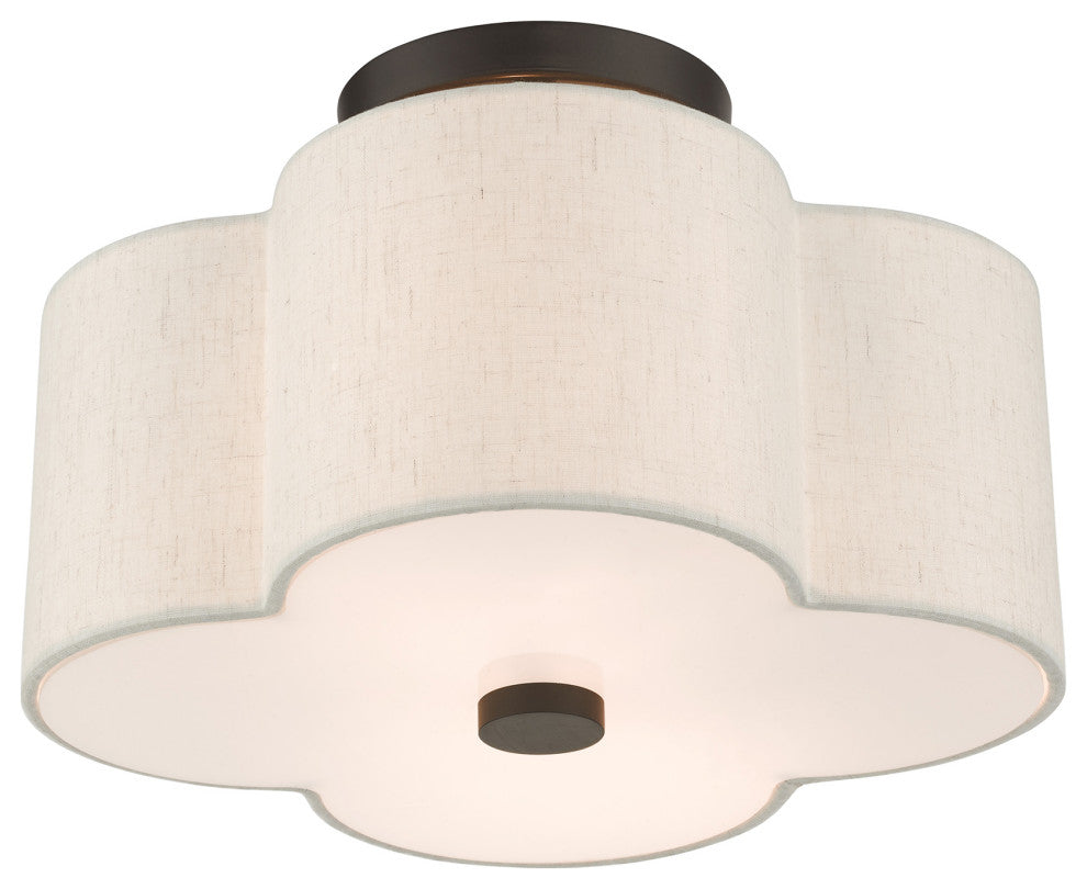 English Bronze French Country, Floral, Transitional, Semi Flush