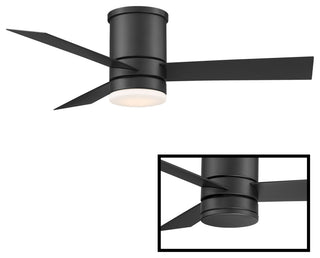 Axis 3-Blade Smart Flush Mount Ceiling Fan 44" Matte Black, 3000K LED Kit