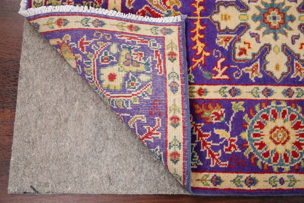 Pakistani Oriental Kazak Wool Hand-Knotted Area Rug, Purple, 3'11"X2'9"