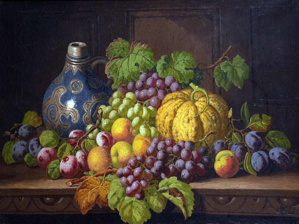 Fruit Grape Apricot Plum Pumpkin Accent Tile Mural Backsplash, 6"x8", Glossy