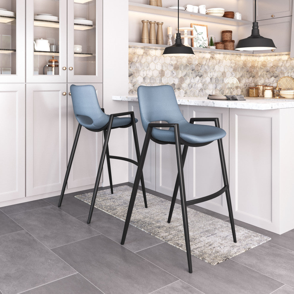 Desi Barstool Chair, Set of 2 Blue