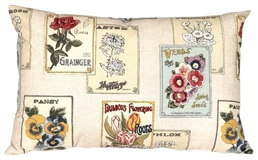 Pillow Decor - Vintage Seed Packet 16 x 24 Throw Pillow