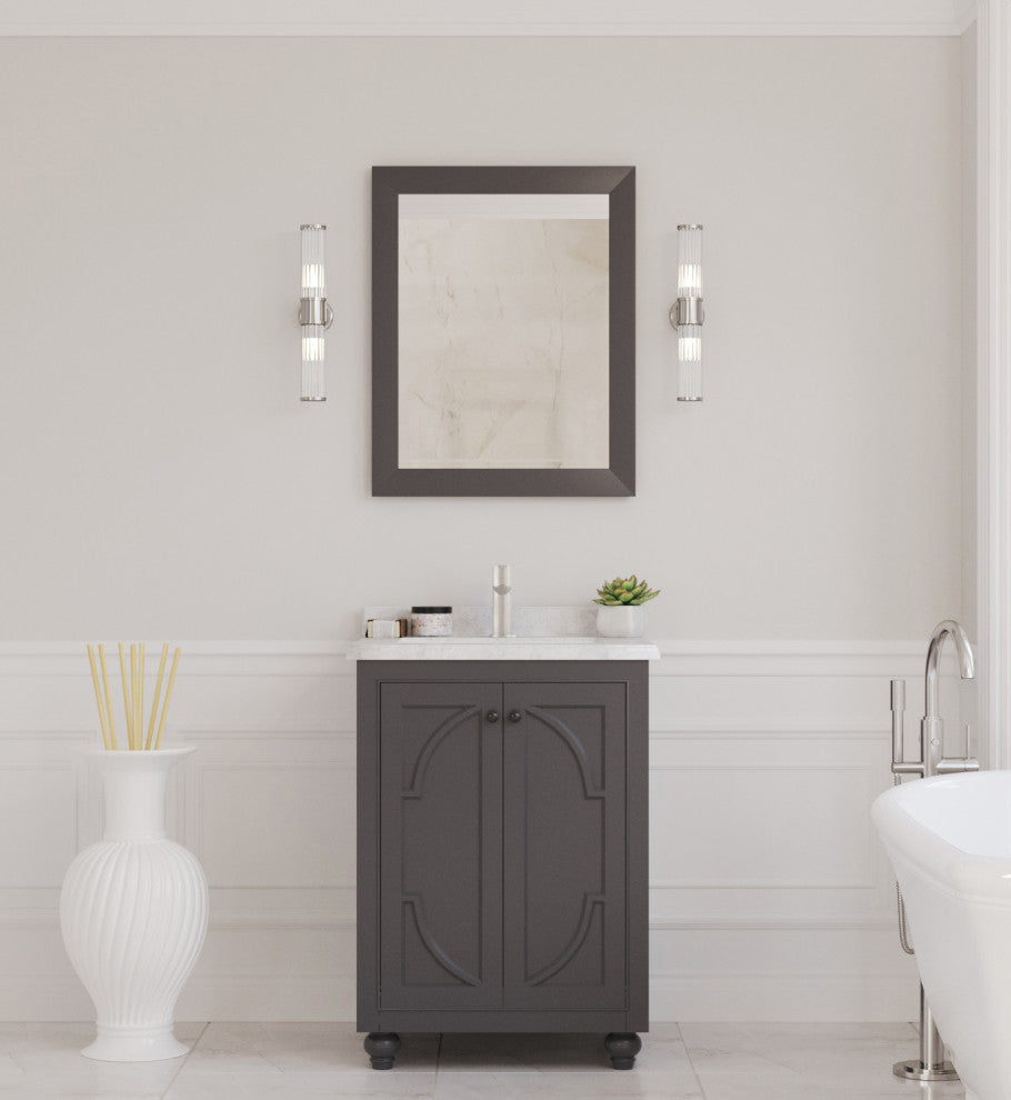 Odyssey Vanity, Gray, 24", White Carrara Marble
