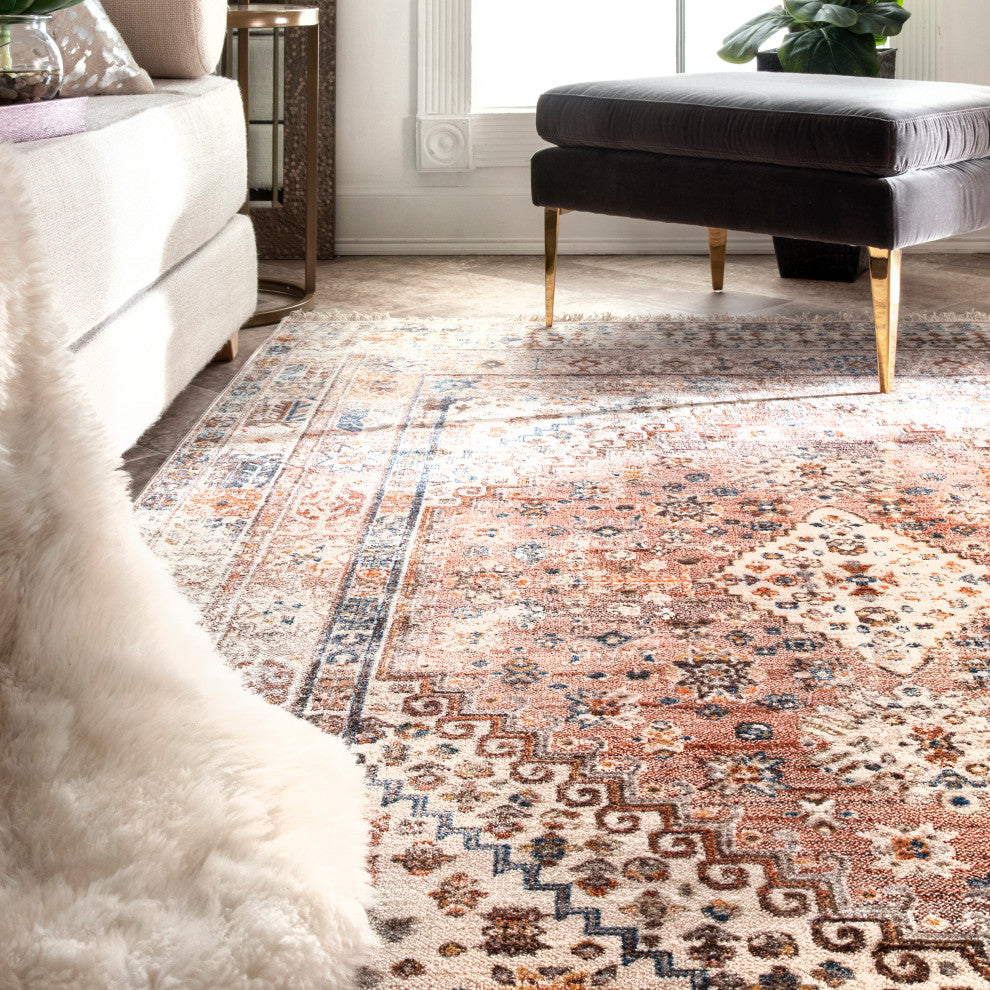 Nuloom Farley Medallion Fringe Area Rug, Khaki 2'6"x10'