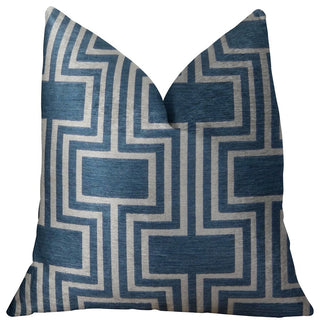 Argyle Square Blue and White Handmade Luxury Pillow, 26"x26"