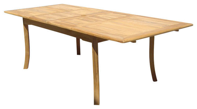 7-Piece Outdoor Teak Dining Set: 94" Rectangle Table, 6 Clip Stacking Arm Chairs