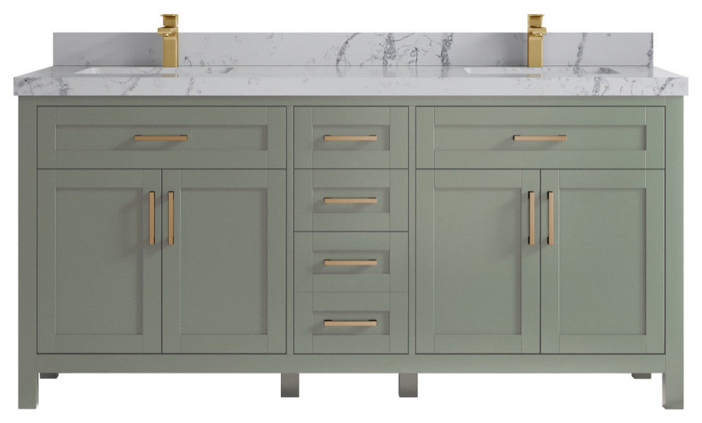 Cambridge 72" Double Sink Bath Vanity in Evergreen 2" Venatino Quartz