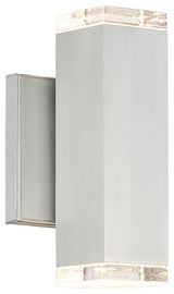 Block 2 Light LED Outdoor Wall Sconce 3000K, Brushed Aluminum