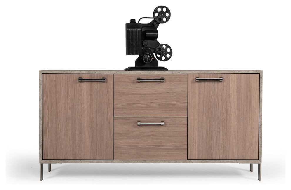 Nova Domus Boston Modern Brown Oak and Faux Concrete Office File Cabinet