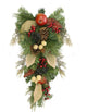 24" Autumn Harvest Mixed Pine Berry and Nut Thanksgiving Fall Teardrop Swag