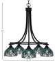 Paramount 5-Light Chandelier, Matte Black, 7" Turquoise Cypress Art Glass