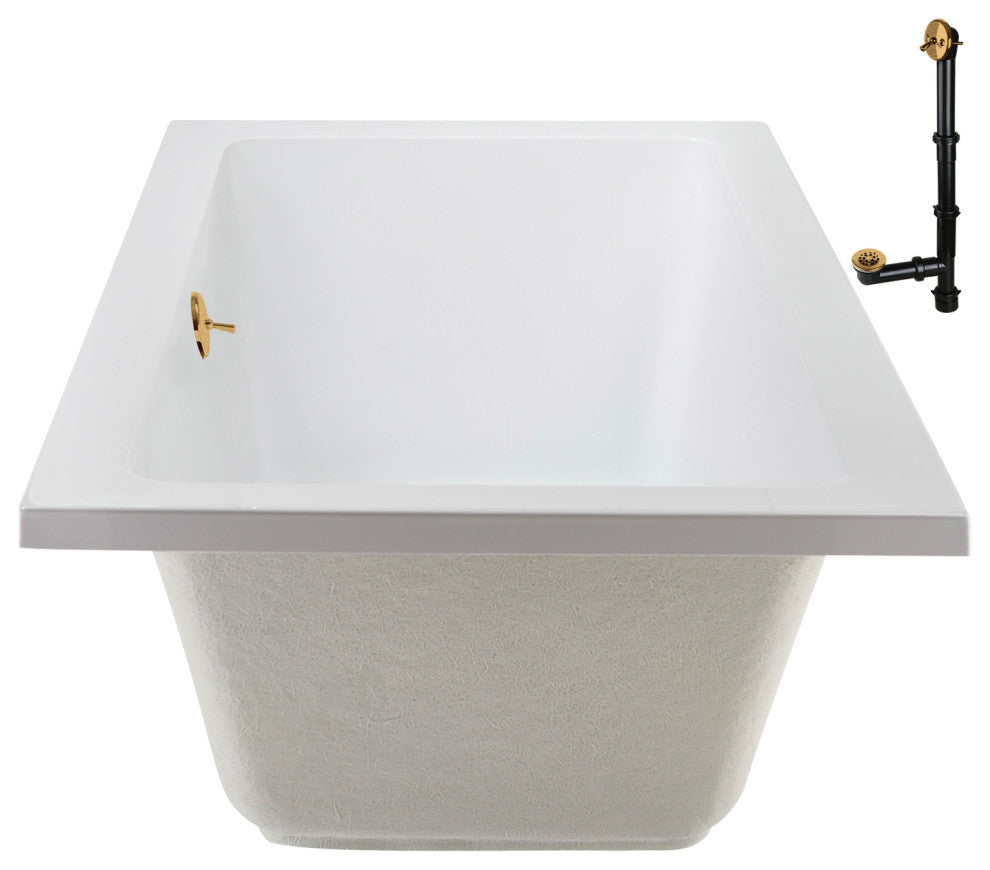 Streamline 66 in. x 34 in. Acrylic Drop-In Bathtub, Brushed Gold